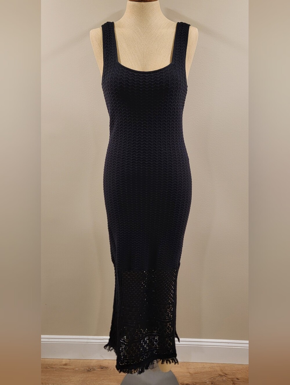 House Of Harlow Sleeveless Black Knit Maxi Dress
